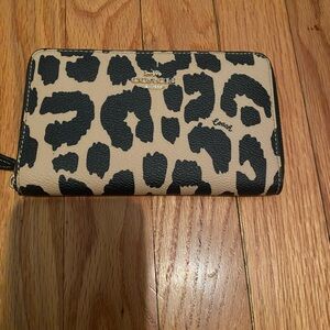 Coach Black and Tan Animal Print Wallet
